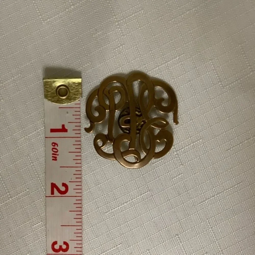 Metal Pin Brooch Swirl Pattern Letters Art to Wear Lapel
